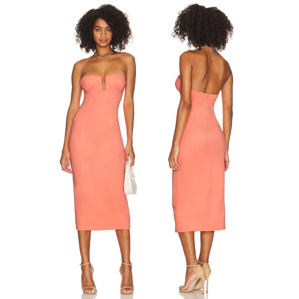 Victor Glemaud Bustier Midi Dress Strapless Formal Party Hoco Wedding Guest XS
